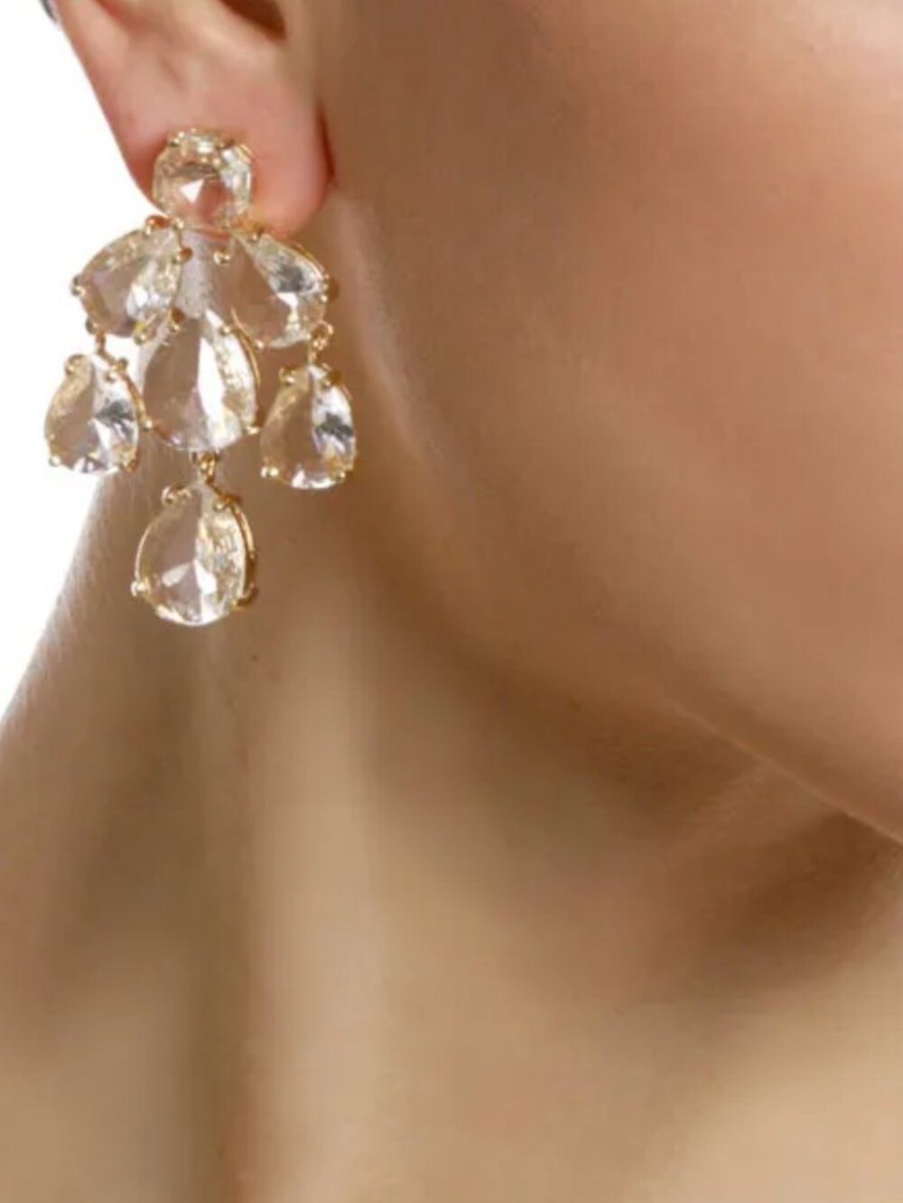 Kate Spade Crystal Clear Gold Chandelier Drop Earrings